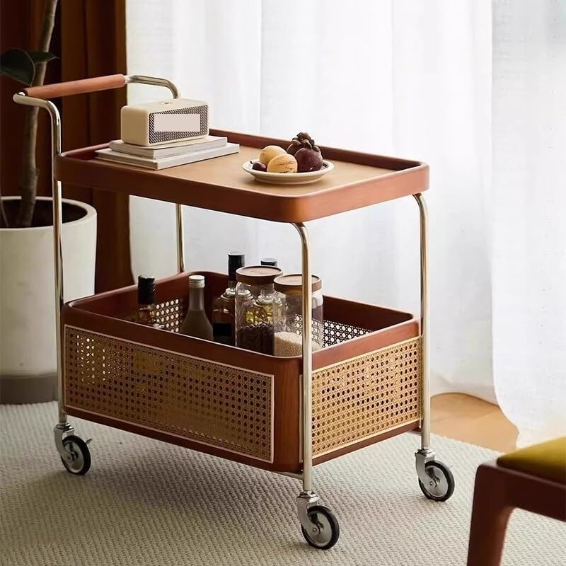 Sofa Side Table Side Table Second-Hand Trolley Wood Rattan Living Room Mobile...