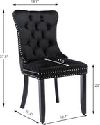 Black Dining Chairs Set of 6, Upholstered Velvet Dining Room Chairs with Back Ring Pull Trim and Solid Wood Legs,Modern Dining Chairs Perfect for Dining Room,Living Room,Kitchen(Black)