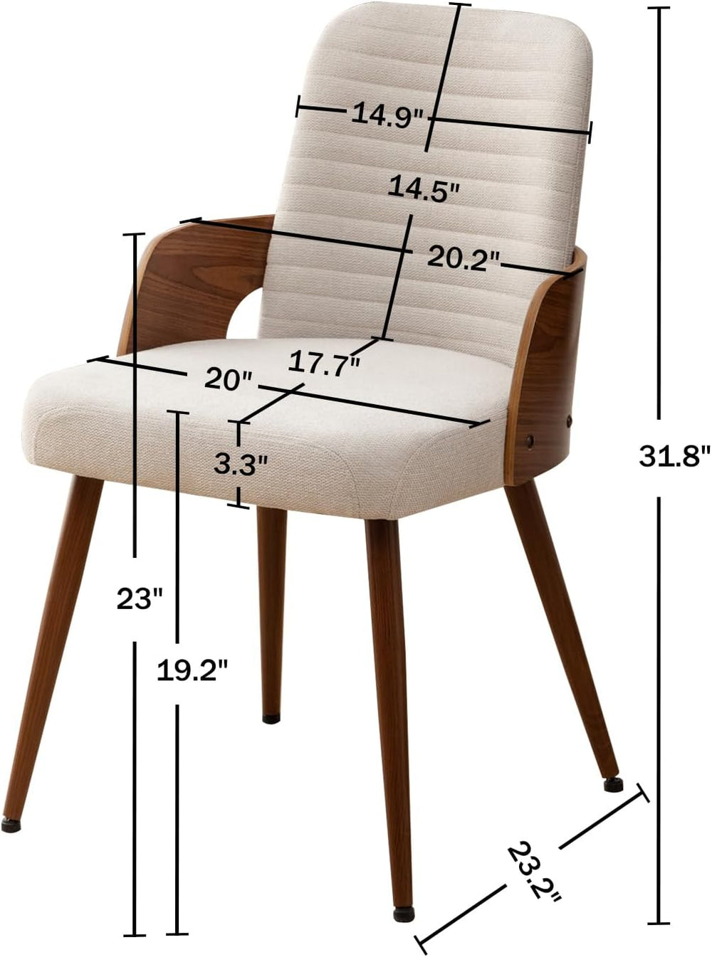 Dining Room Chairs,Mid Century Modern Kitchen Chairs,Upholstered Beige Fabric...