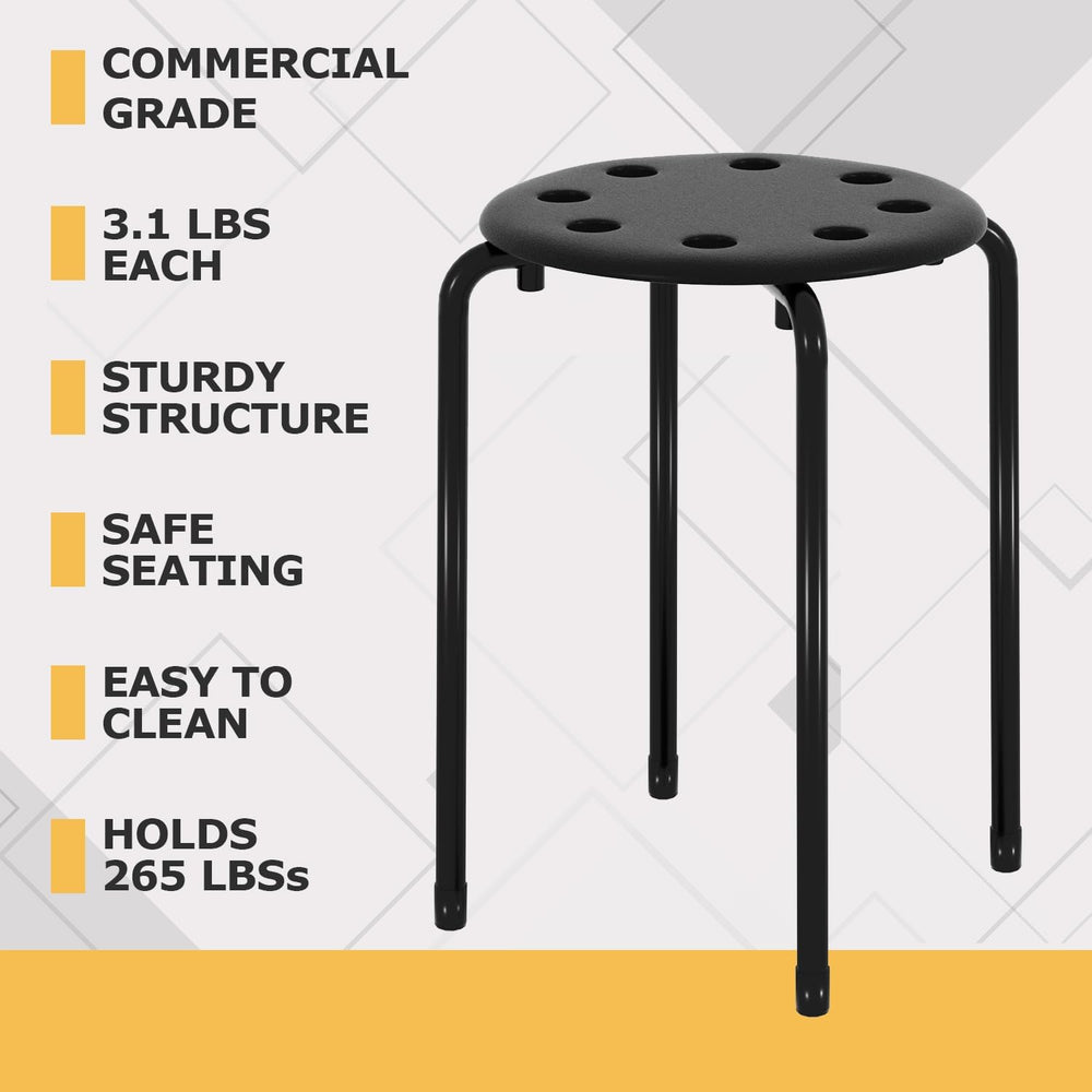 VECELO 6-Piece Stacking Stools, 17.7 Inch Standard Height, Portable Stackable...