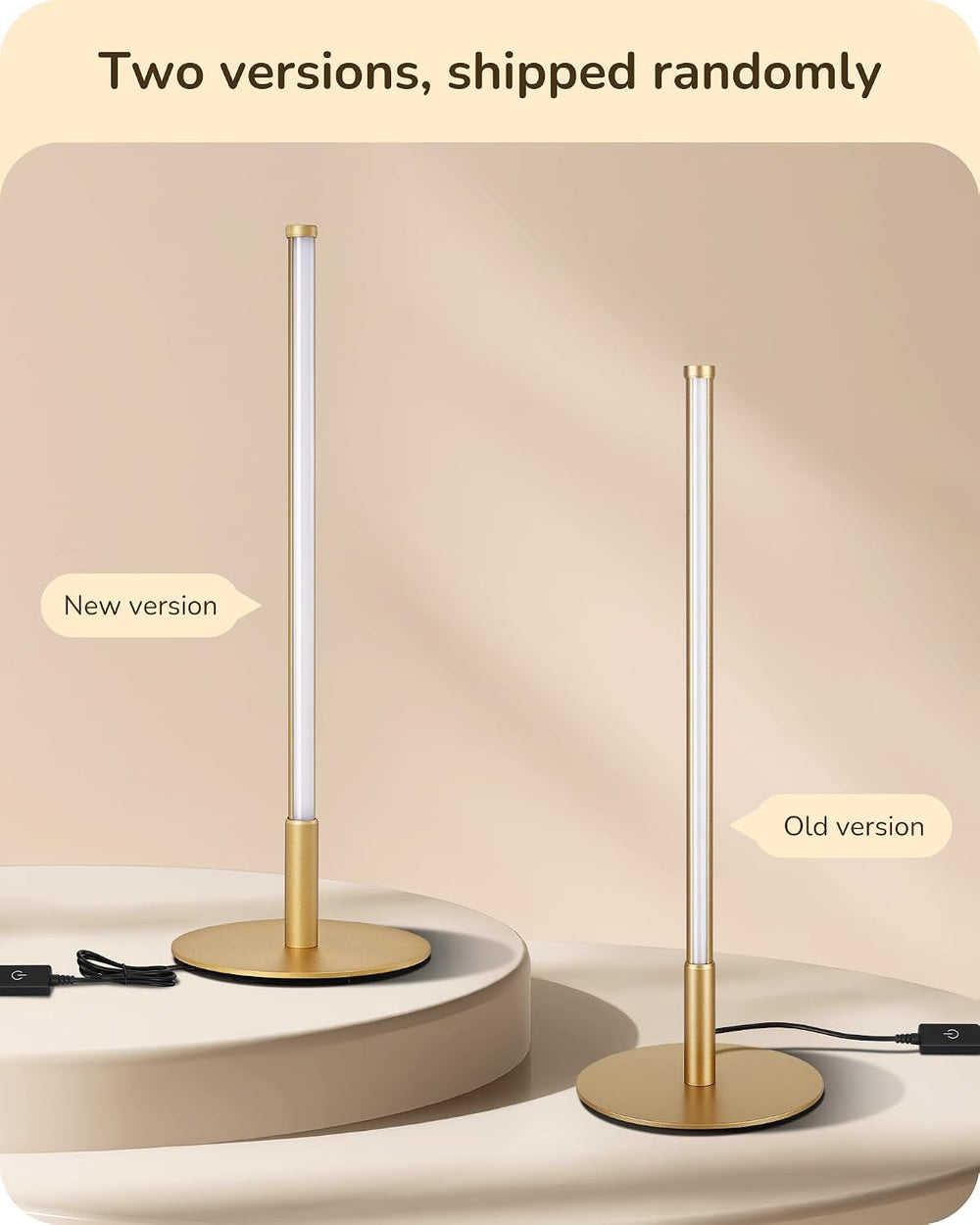 EDISHINE LED Table Lamp, Modern Dimmable Desk Lamps Metal Finish, Gold