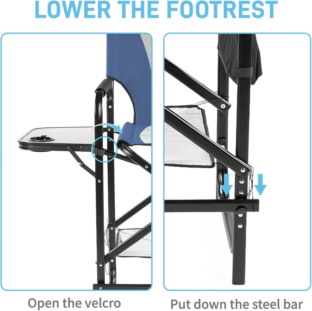 2 Piece 26" Tall Directors Chair Height Seat Folding, Blue/Grey