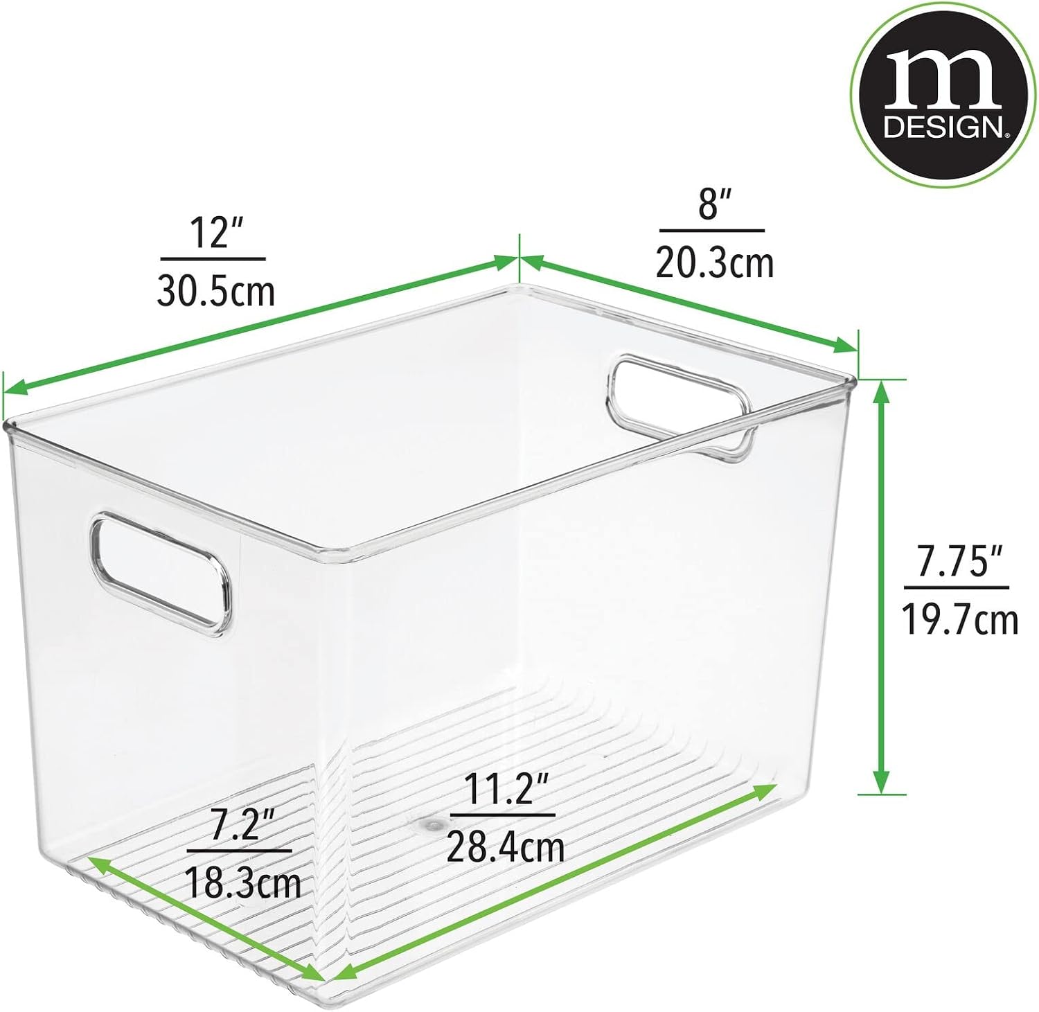 mDesign Deep Plastic Home Storage Organizer Bin with Built-in Handles for Cube Furniture Shelving in Office, Closet, Cabinet, Bedroom, Bathroom, Nursery, Dorm - 4 Pack - Clear