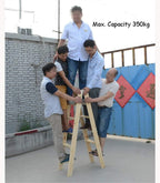 Portable Wood Step Ladders 6 Step Lightweight Folding Ladder Shelf Multi Purpose Stepladder Tread Step Stool for Home Loft Library,Max. 350kg Capacity