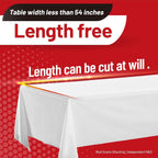 Plastic Table Cloth, 110 Ft X 54 In Disposable Tablecloth White Tablecloth | PEVA Plastic Table Cloth Disposable with Sliding Cutter Plastic Table Cover Roll for Picnics, Parties, Birthdays, Weddings