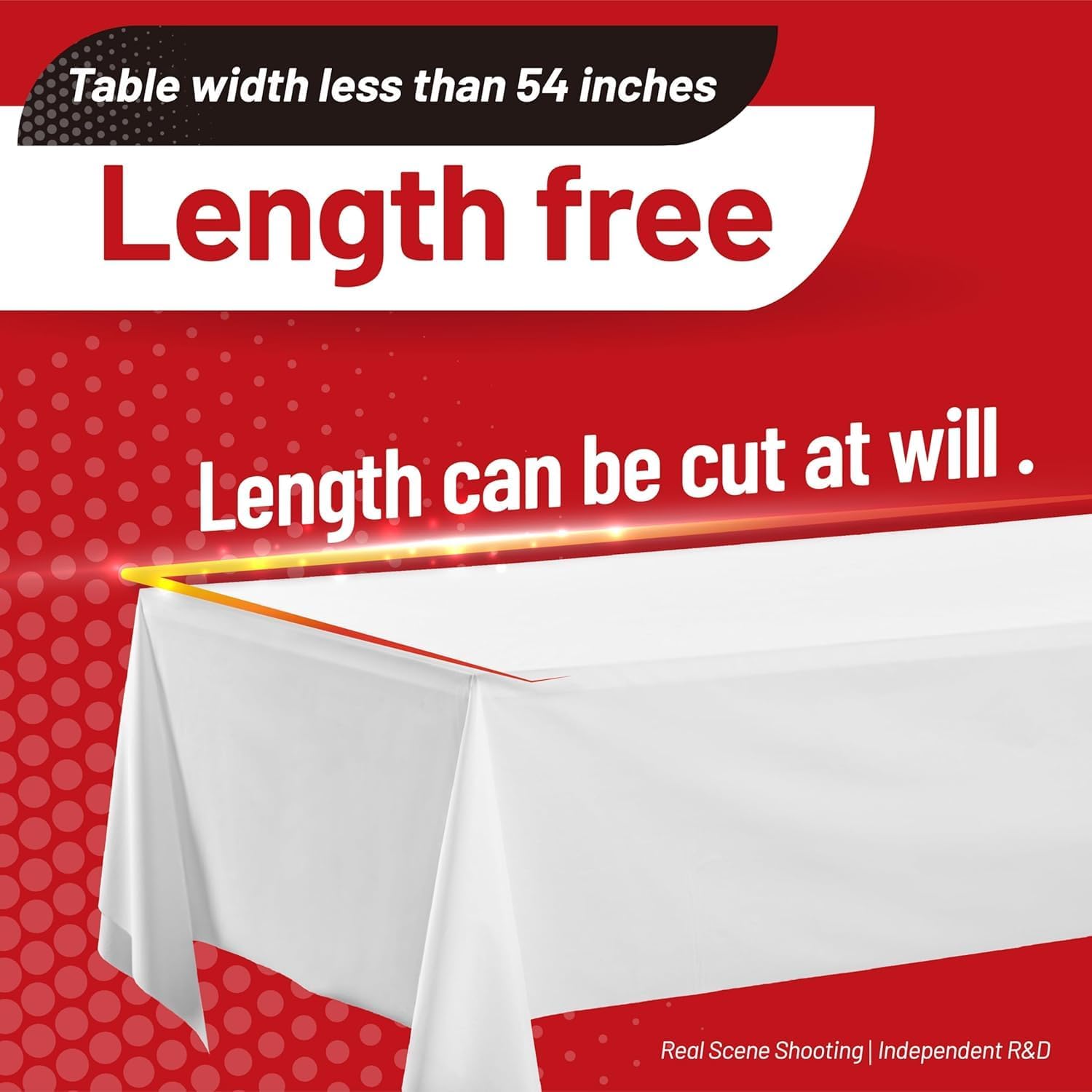 Plastic Table Cloth, 110 Ft X 54 In Disposable Tablecloth White Tablecloth | PEVA Plastic Table Cloth Disposable with Sliding Cutter Plastic Table Cover Roll for Picnics, Parties, Birthdays, Weddings