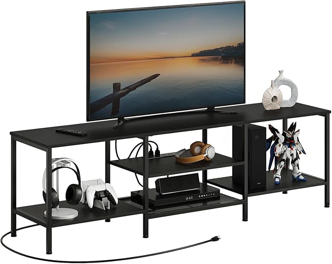 HOOBRO TV Stand with Power Outlets to 75 Inches, TV Console Table with Open S...