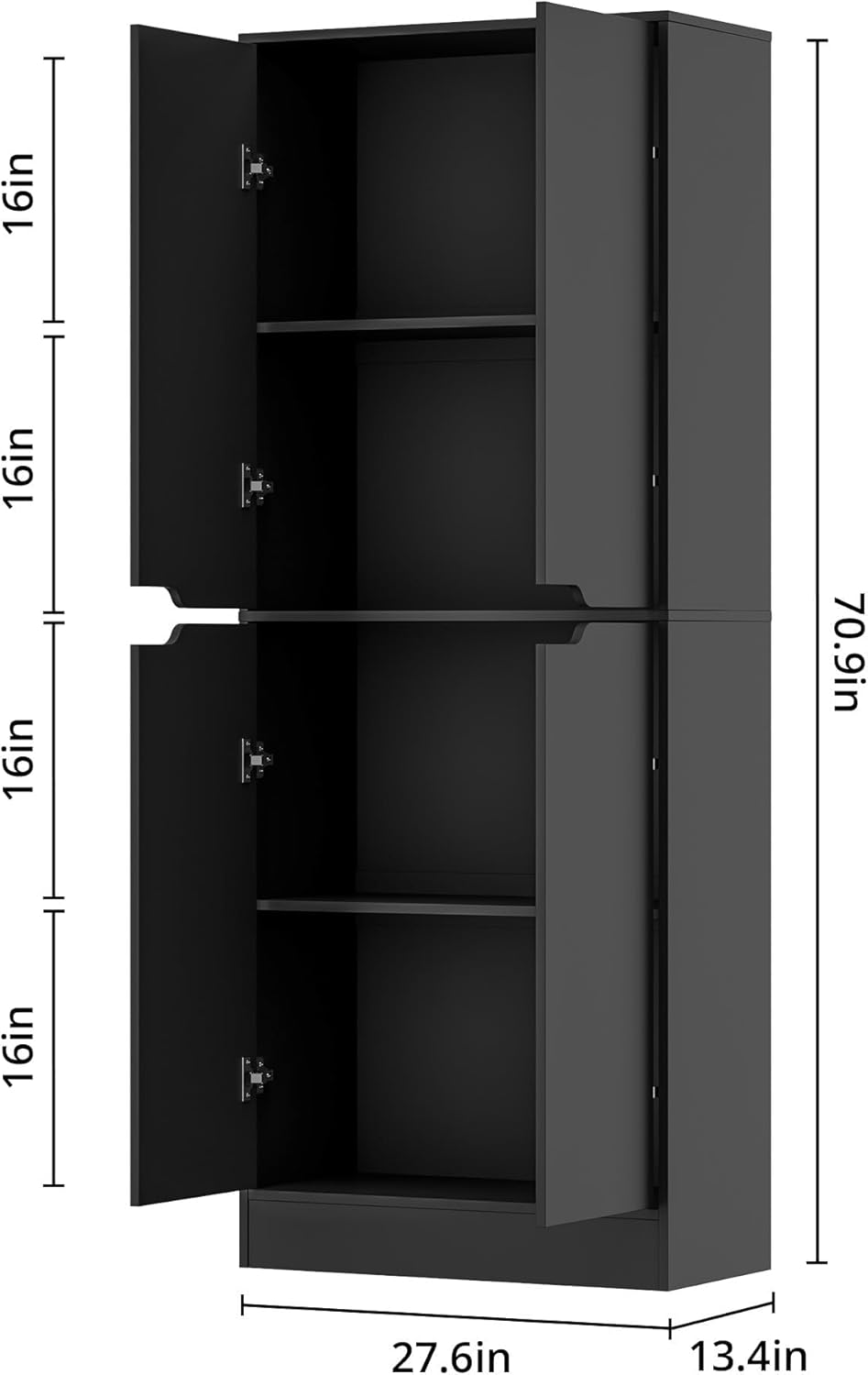 Housoul 71" Tall Freestanding Kitchen Pantry Cabinet, 4 Doors Freestandi...