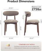 Dining Room Chairs Set of 2, Upholstered Farmhouse Dining Chairs, Modern Fabric Kitchen Chairs with Solid Wood Leg,Camel