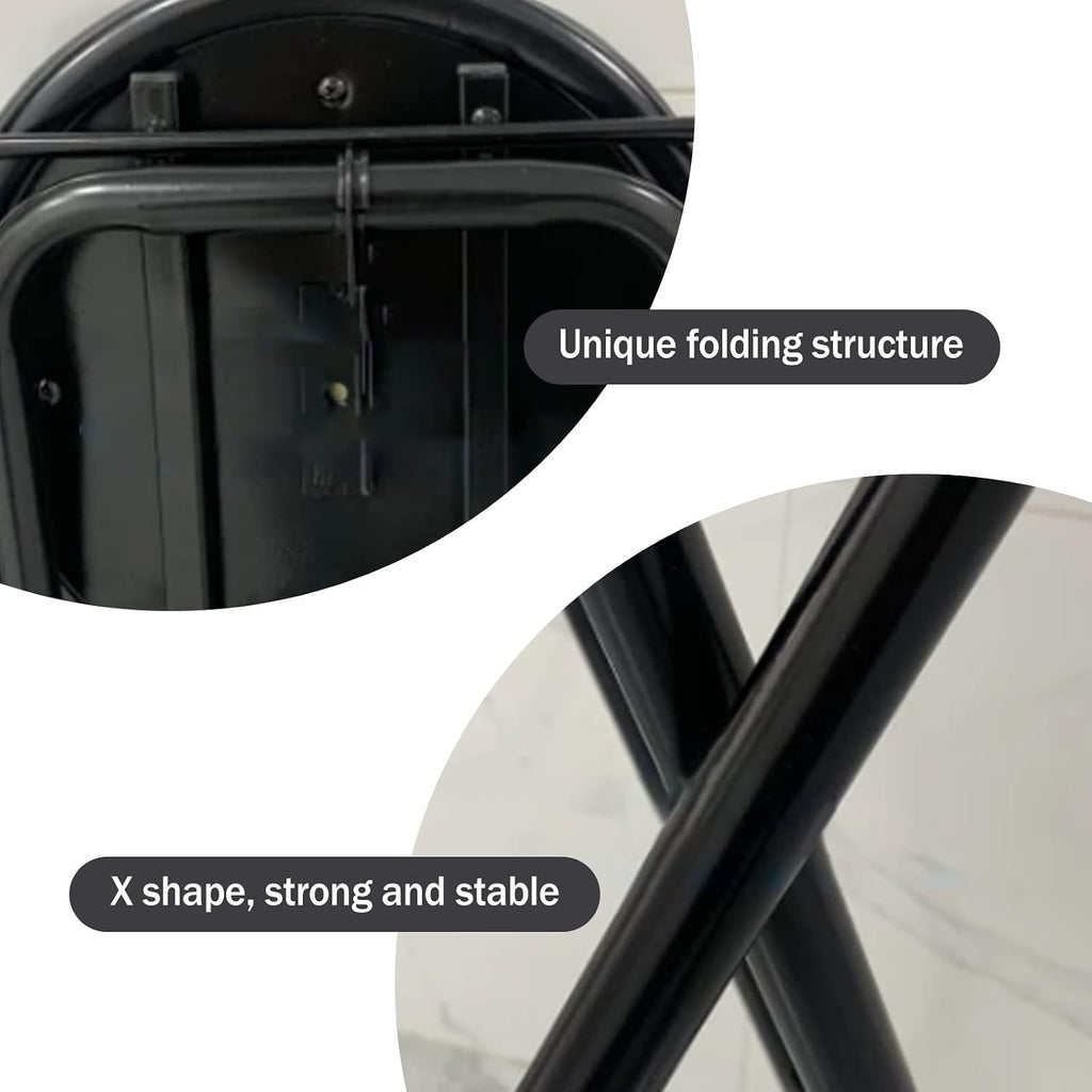 Folding Stool, Metal Bar Stools, Island Chairs 32", Padded Folding Chairs, Tall Bar Stools for Kitchen Counter, Bar, Garage, Workshop