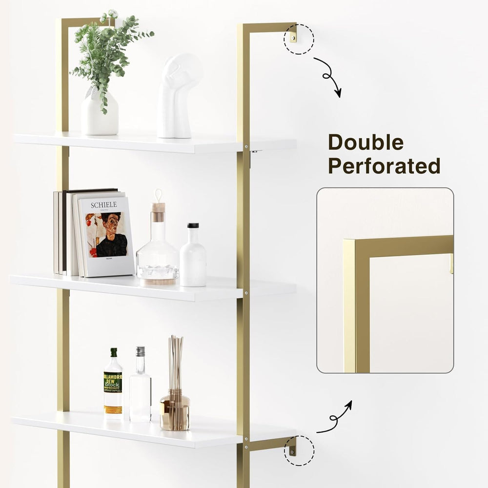 FiveWillowise Ladder Bookshelf with Cabinet,71" Wall Bookshlef with Storage