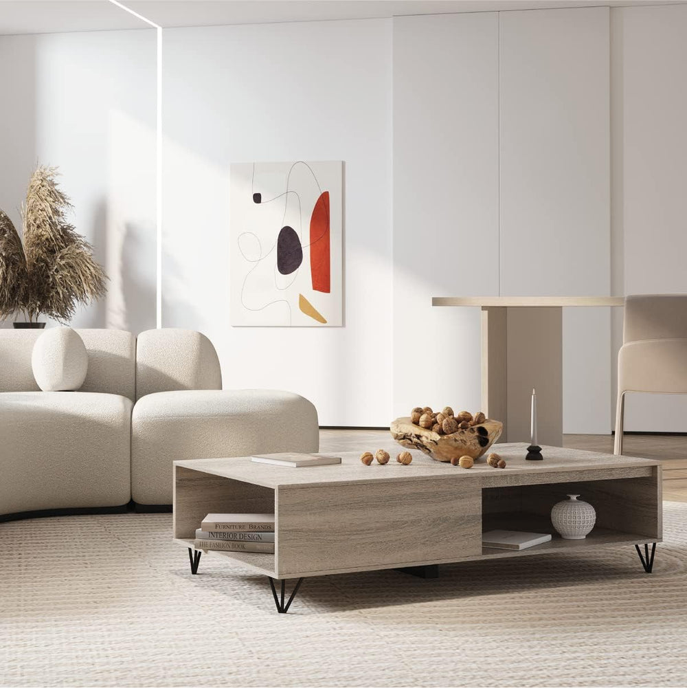 Milliard Modern Farmhouse Coffee Table with Storage Grey