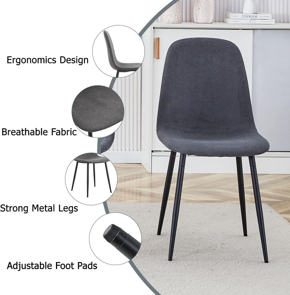 Round Dining Table Set for 6, Black Kitchen Table Set for 6 with 42''...