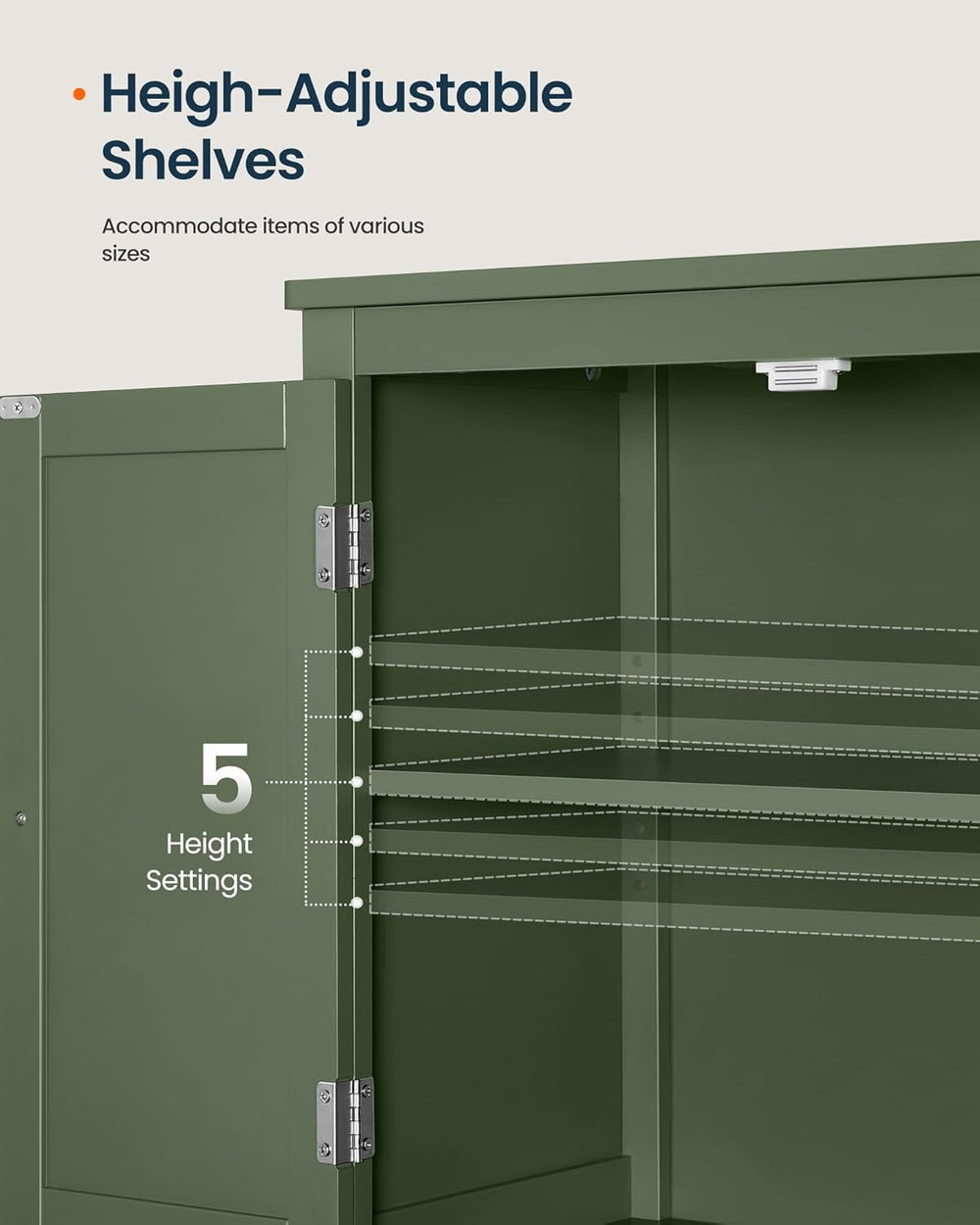 SONGMICS HOME Freestanding Storage Cabinet, Floor Cabinet with Elevated Legs,...