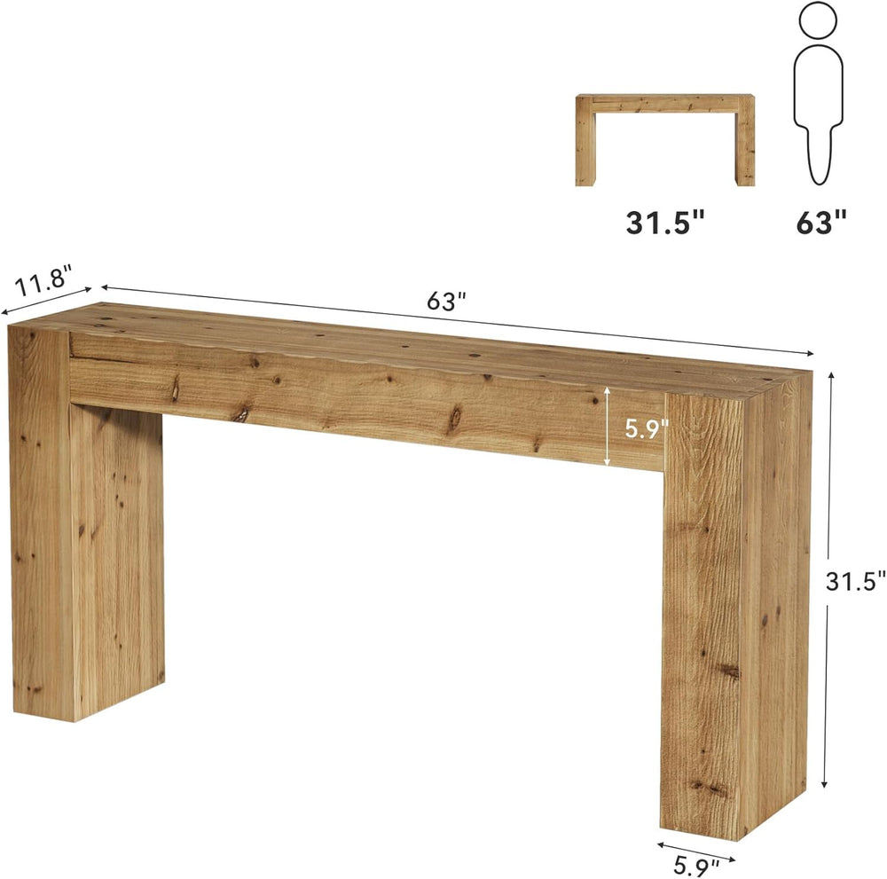 Solid Wood Console Table, 63-Inch Farmhouse Sofa Table Behind Couch for Entry...