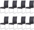 AZmac Modern Leather Dining Chairs Set of 8,Armless Kitchen Chairs,Dining Room Chairs with Upholstered Padded Seat and Sturdy Chrome Legs for Dining Room,Kitchen (Set of 8, Black+PU Leather)