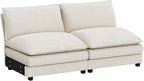 Homall Modular Sectional Sofa, Sofa Couch with Reversible Ottoman, DIY Combination Chenille Deep Seat Cloud Couch for Living Room, Apartment (White, 2-Seat)