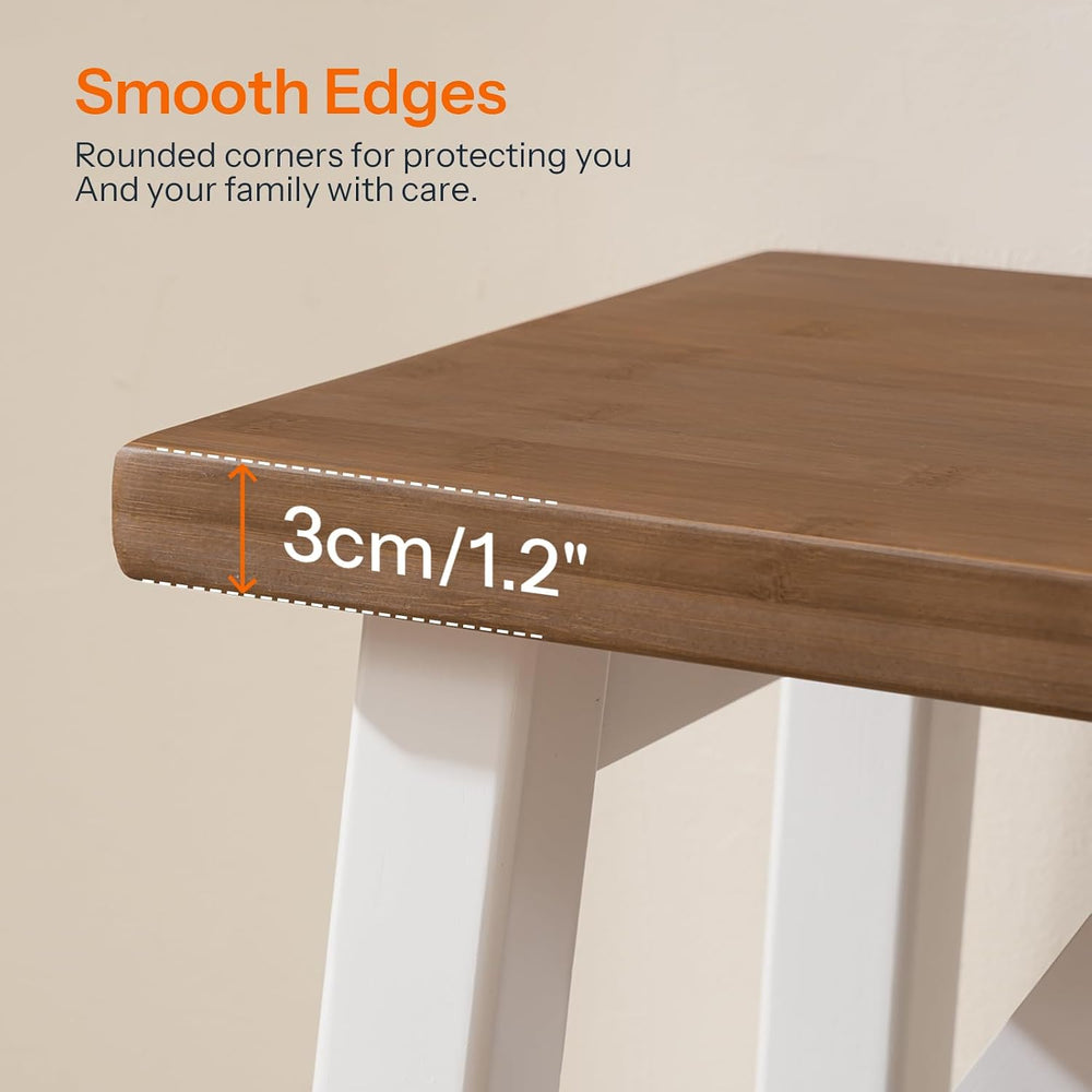 HOOBRO Bamboo Dining Bench, 39.4 inch Farmhouse Kitchen Table Bench, Solid Ba...