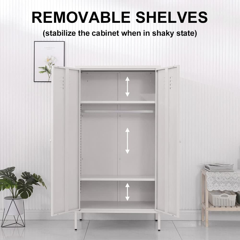 Metal Storage Cabinets with Magnetic Doors, Steel Locker with Adjustable Shel...