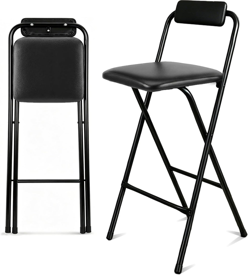 Folding Bar Stool with Back,1 Pcs Tall Foldable Stool 25.5 Inch Height