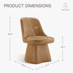 Swivel Dining Chairs Set of 1, Upholstered Mid Century Modern Deskchair with High Back, Faux Leather Kitchen Chairs for Dining Room, Bedroom, Dressing Room, Brown
