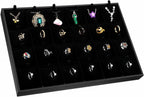 Velvet Jewelry Tray for Drawers Black Jewelrys Display Tray Stackable Jewelry Organizer Trays for Necklace Bracelet Ring Watch