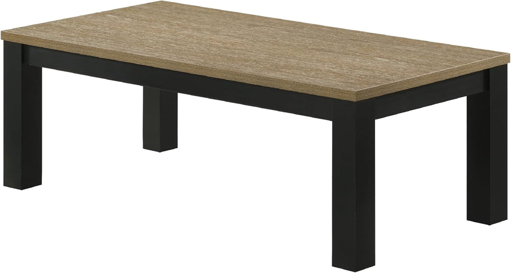 Brown Black 3-Piece Living Room Table Set Table Top Cocktail Table and Two