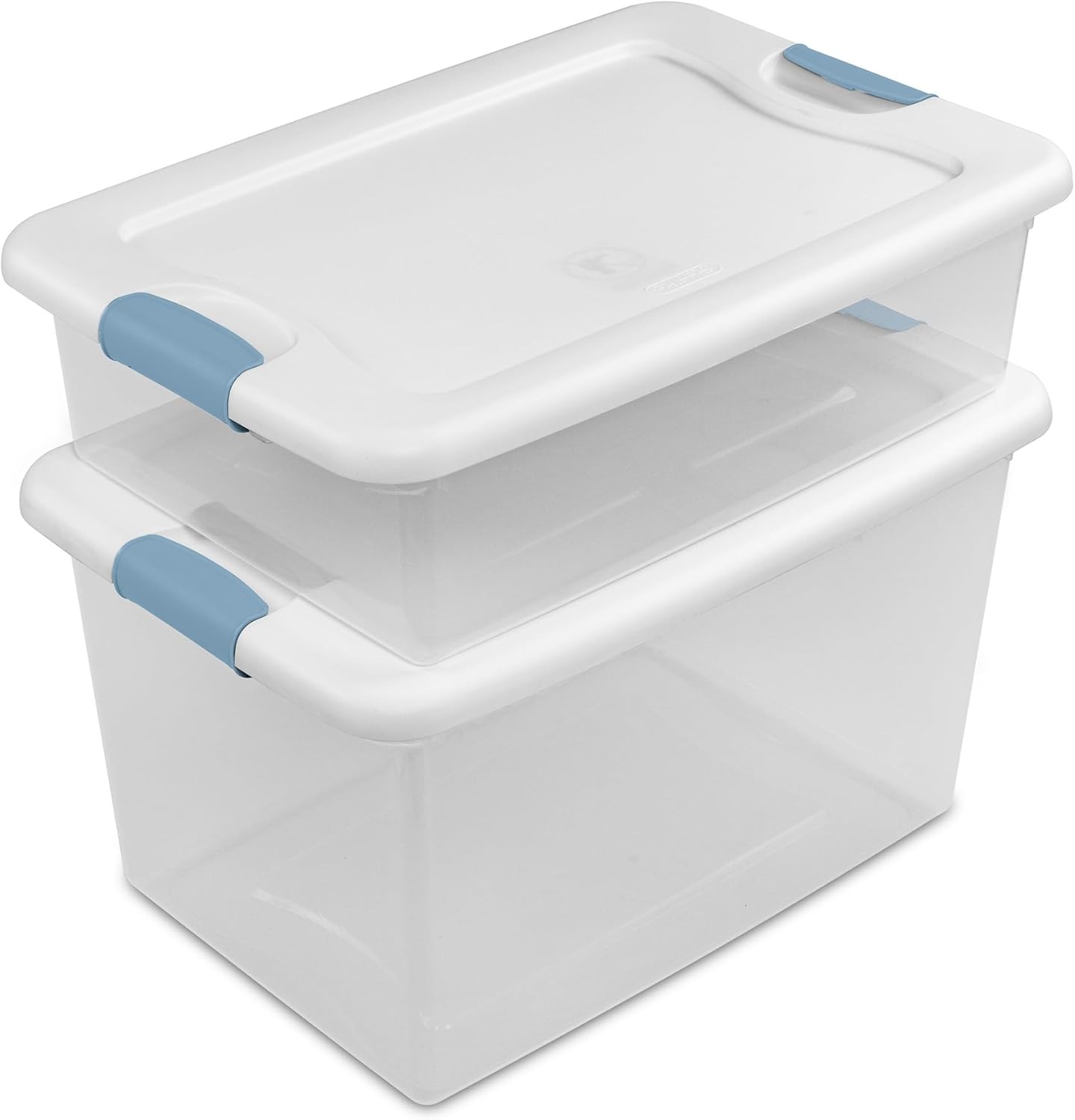 Sterilite Latching Box with Lids for Home and Office, 64 Quart, 12-Pack | Heavy-Duty and Stackable Plastic Containers with Latches for Closet, Cabinet, Bedroom, Bathroom and Dorm Room Organization
