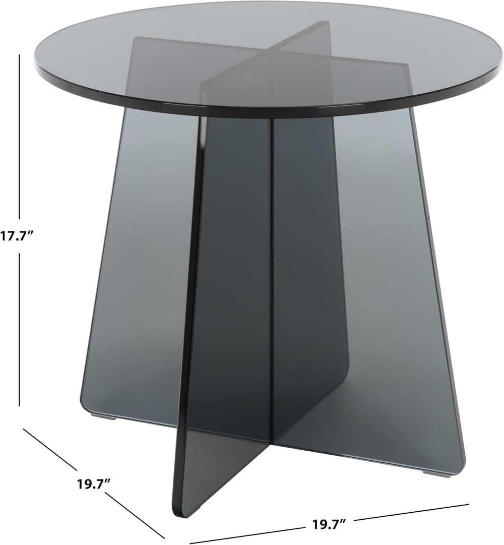 SAFAVIEH Furniture - Latika Tinted Accent Table - Grey Tinted Glass - Fully A...
