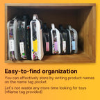 holay 4 Packs PVC Zippered Blocks Set, Toy, Clay, Board game Storage Organizer Case (Name Tag, Manual Pocket) (White, Small, Large)