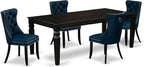 East West Furniture LGDA5-BLK-29 5 Piece Dining Set Includes a Rectangle Wooden Table with Butterfly Leaf and 4 Polyester Fabric Upholstered Chairs, 42x84 Inch, Black