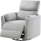 Jocisland Power Rocking Nursery Chair/Swivel Recliner/USB, Grey Fabric | Oversized Glider Chairs,Fabric,2 Pillows,USB & Type-C,Reclining Armchair Sofa,Living Room,Bedroom,Nursing