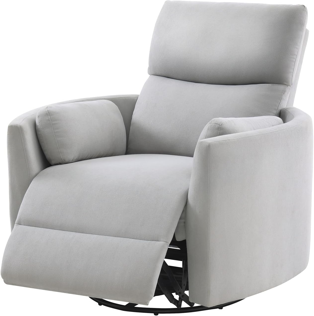 Jocisland Power Rocking Nursery Chair/Swivel Recliner/USB, Grey Fabric | Oversized Glider Chairs,Fabric,2 Pillows,USB & Type-C,Reclining Armchair Sofa,Living Room,Bedroom,Nursing