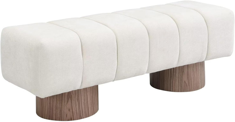 50" Upholstered Dining Bench, No-Assembly Chenille Fabric Ottoman Stool ...