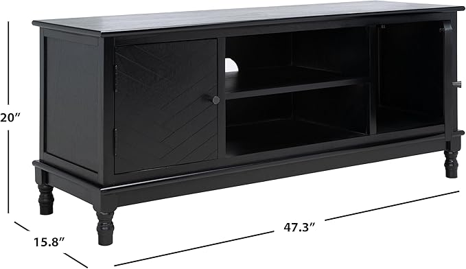 SAFAVIEH Magnolia TV Stand for up to 55" Flatscreen – Black, 2 Doors with Interior Storage, 2 Open Shelves, Entertainment Media Console (MED5702B)