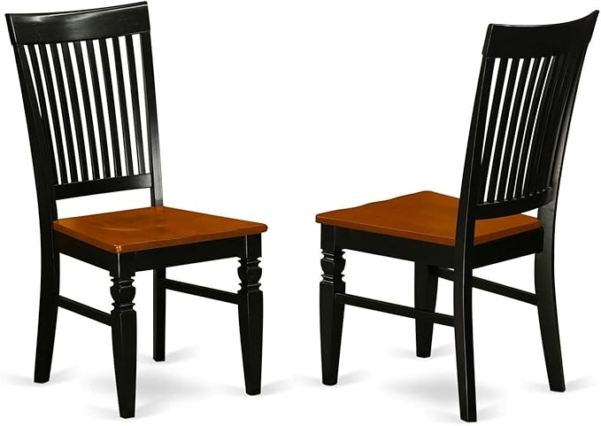 East West Furniture SUWE3-BCH-W 3 Piece Dining Room Furniture Set Contains a Round Kitchen Table with Dropleaf & Shelves and 2 Dining Chairs, 42x42 Inch, Black & Cherry
