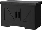 2-Tier Storage Bench, Shoe Bench with Padded Seat Cushion, Entryway Bench with 2 Barn Doors, Adjustable Shelf, 13.8" D x 27.6" W x 17.7" H, for Entryway, Living Room, Bedroom, Black