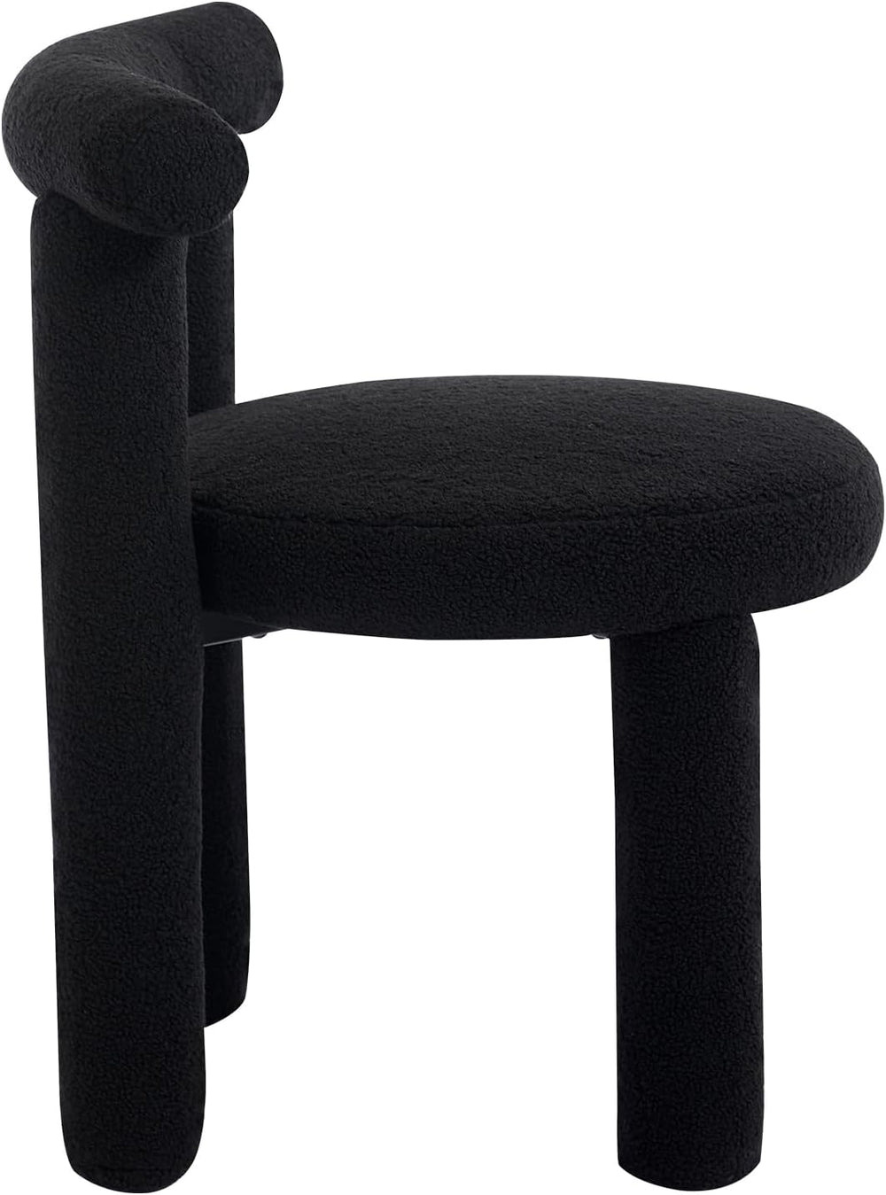Black Sherpa Dining Chairs Set of 4, Armless Upholstered Boucle Kitchen Chair...