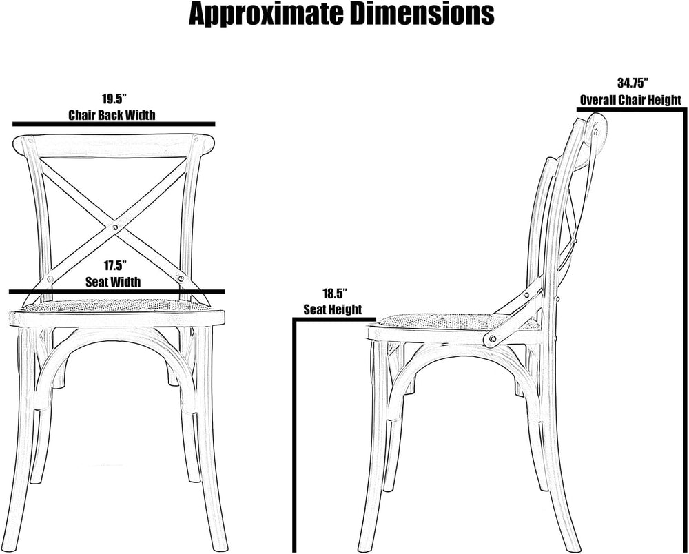 2xhome Wooden X Back Dining Chair | Woven Rattan Seat with Metal Cross Back |...