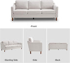 Kingfun Living Room Furniture Sets, 3 Seater Couch and 2 Armchair, Mid Century Modern Sofa Set, Chenille Couch with Solid Wood Frame for Living Room & Bedroom, Silver Gray