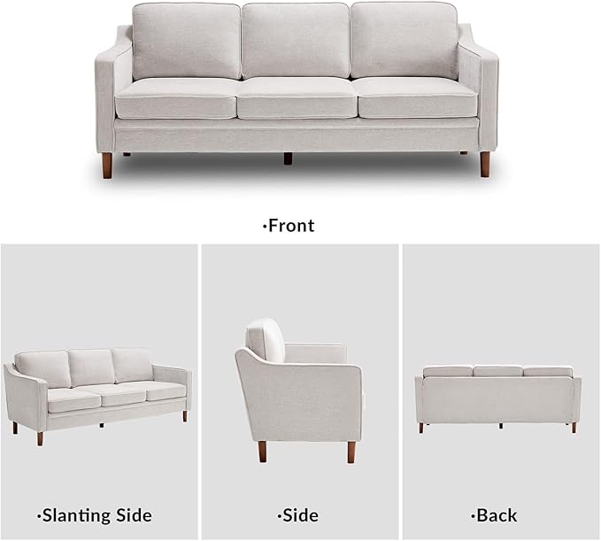 Kingfun Living Room Furniture Sets, 3 Seater Couch and Loveseat, Mid Century Modern Sofa Set, Chenille Couch with Solid Wood Frame for Living Room & Bedroom, Silver Gray