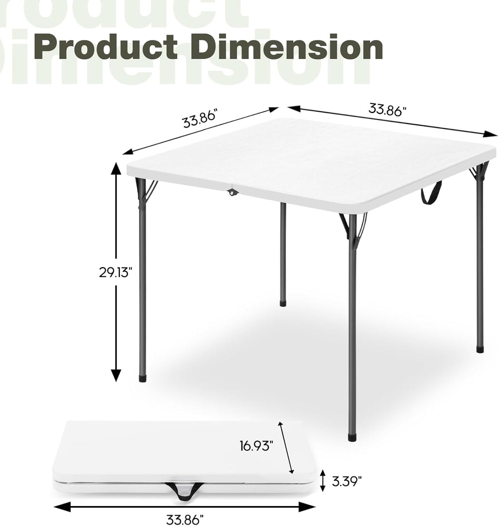 34" Square Folding Table for 4 Person, 330lbs Weight Capacity Foldable T...