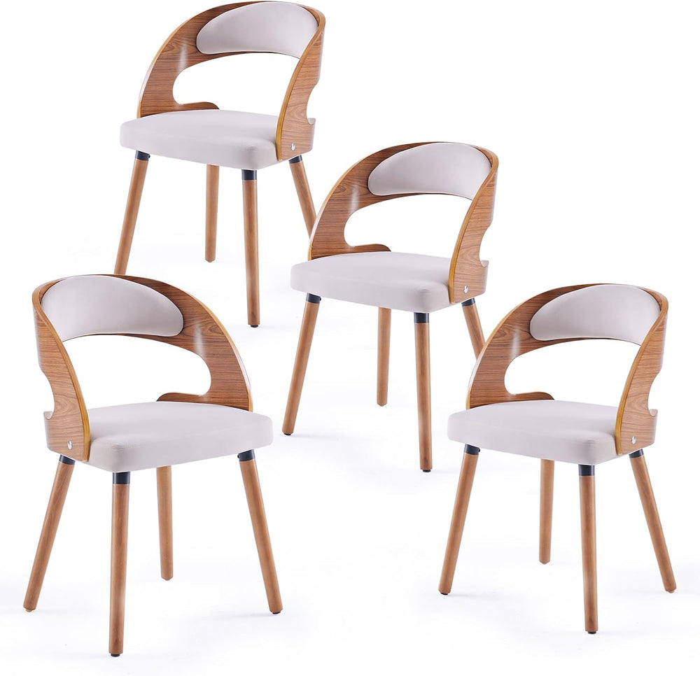 Farini Wood Dining Chairs, Set of 4 Modern Upholstered Dining Chairs with Cur...