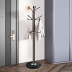 Kertnic Metal Coat Rack Stand with Natural Marble Base, Free Standing Hall Tree with 12 Hooks for Hanging Scarf, Bag, Jacket, Home Entry-way Hat Hanger Organizer (Bronze)