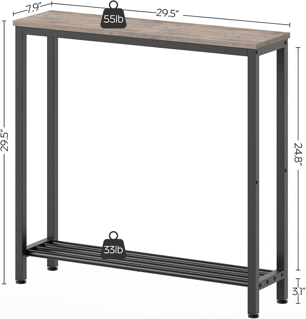 YATINEY Narrow Console Table, 2-Tier Small Sofa Table, 29.5" Thin Entryw...