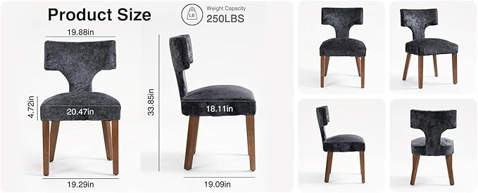 Soft Padded Dining Chairs Set of 4, Modern Farmhouse Upholstered Chairs with Linen Fabric & Rubber Wood Legs, Ergonomic Armless Seats for Dining Room Kitchen Living Room (Gray)