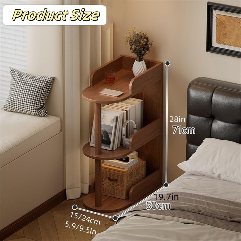 Solid Wood Side Tables Multi-Layer Storage Rack Bedside Table End Table Books...