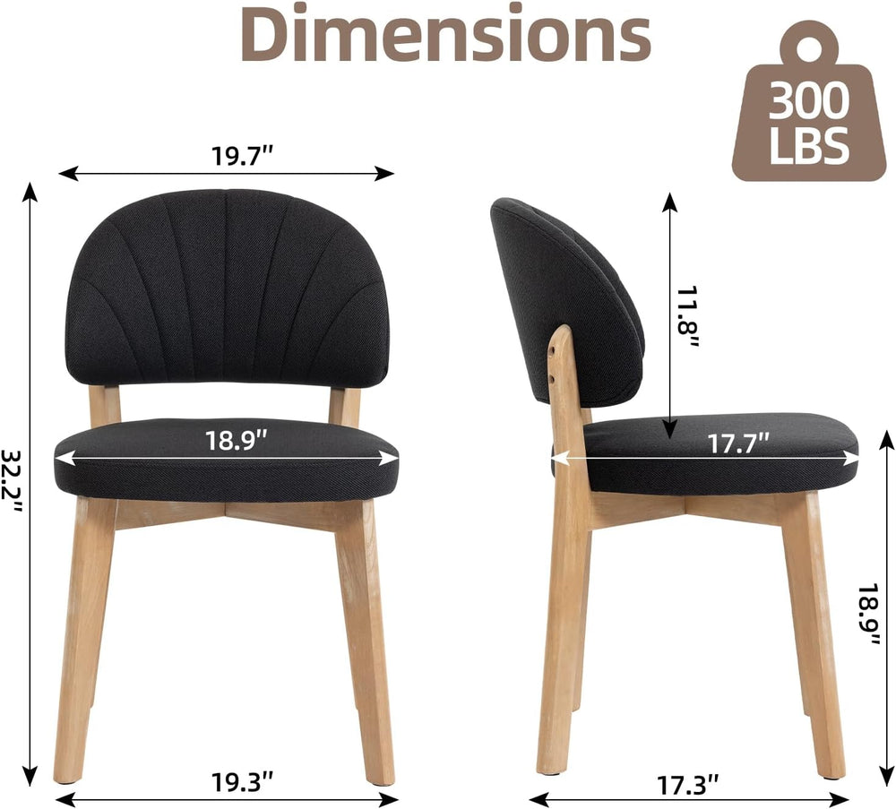 Modern Fabric Upholstered Dining Chairs Set of 4, Farmhouse Curved Back Armle...