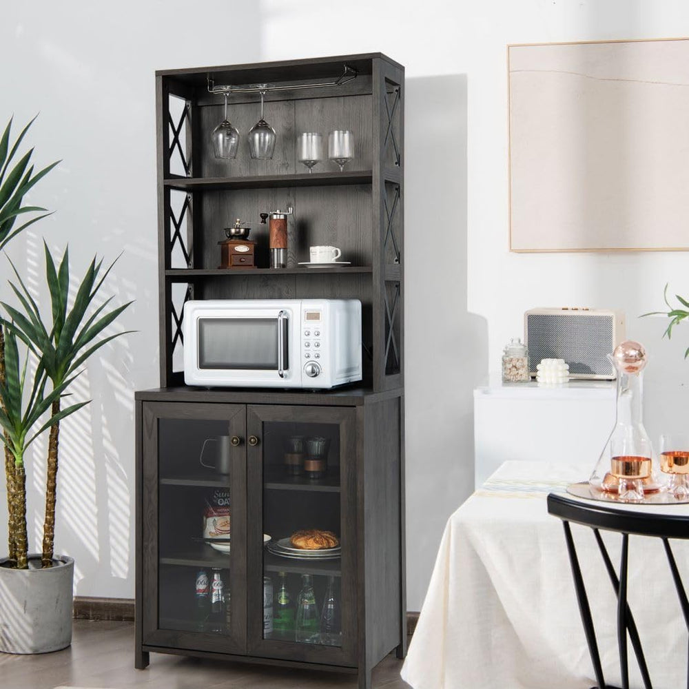 TANGZON Tall Kitchen Cupboard, Wooden Storage Sideboard with Adjustable Shelf...