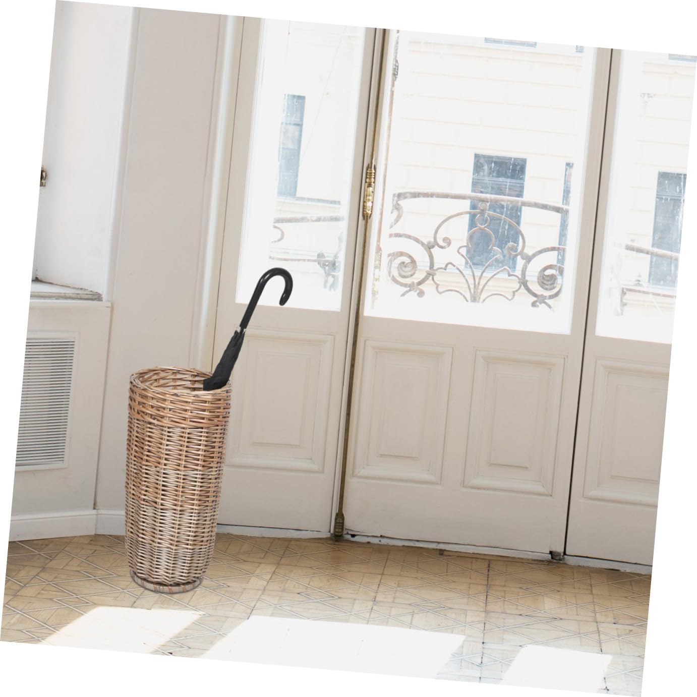 Multi-purpose Wicker Umbrella Storage Basket Handmade Rattan Organizer for Entryway Golf Clubs and Walking Canes and Elegant Design for Indoor Use